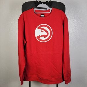 Atlanta Hawks NBA Red Crew Neck Pullover Sweater Front Pockets Size L